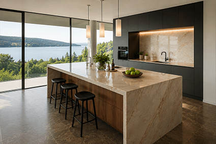 Küchenrückwand Naturstein Neubau Bodensee STOI Friedrichshafen