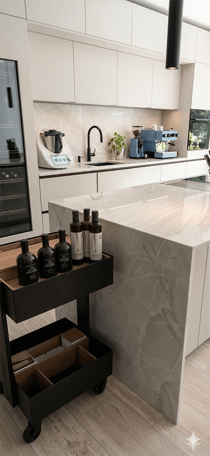 Calacatta Marmor Arbeitsplatte Detail poliert