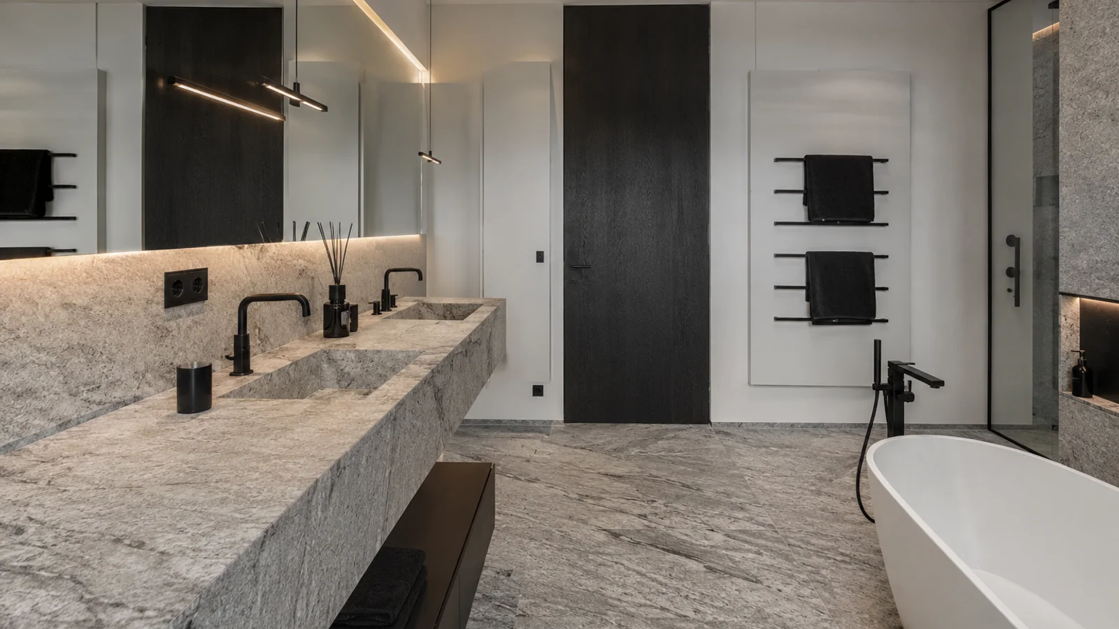 Granit-Bad mit Waschtisch, Boden und Wandverkleidung – STOI Steinmetzwerkstatt