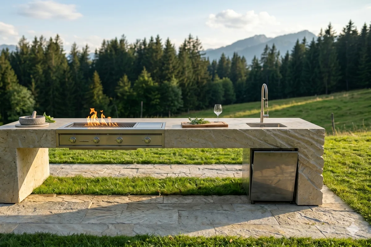 Outdoor Küche aus Naturstein – STOI Steinmetzwerkstatt