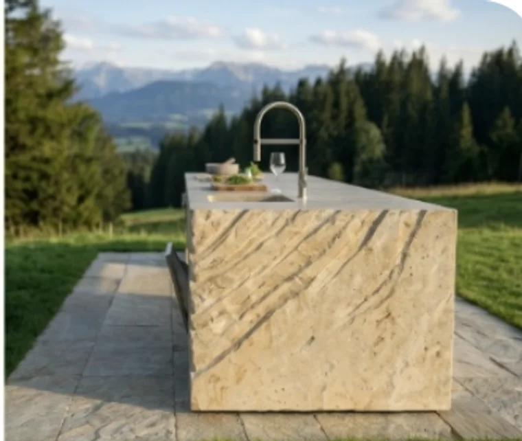 Outdoor Küche aus Naturstein – STOI Steinmetzwerkstatt
