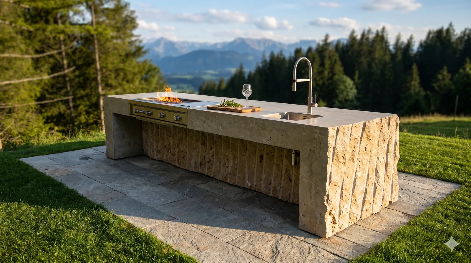 Outdoor Küche aus Naturstein – STOI Steinmetzwerkstatt