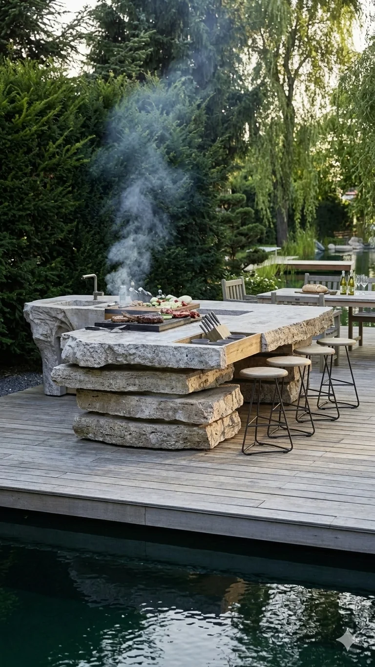 Outdoor Küche aus Naturstein – STOI Steinmetzwerkstatt