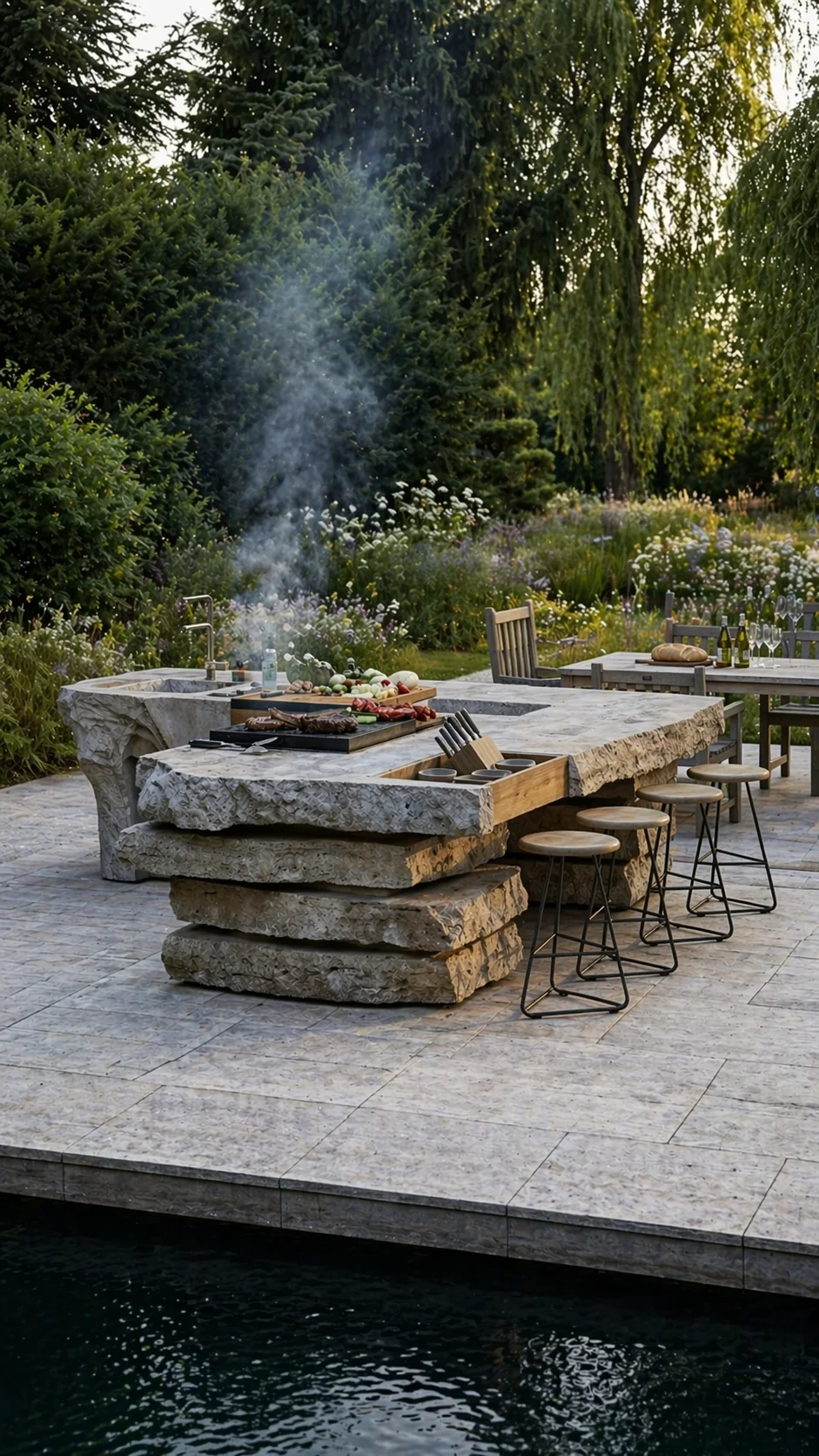 Outdoor Küche aus Naturstein – STOI Steinmetzwerkstatt