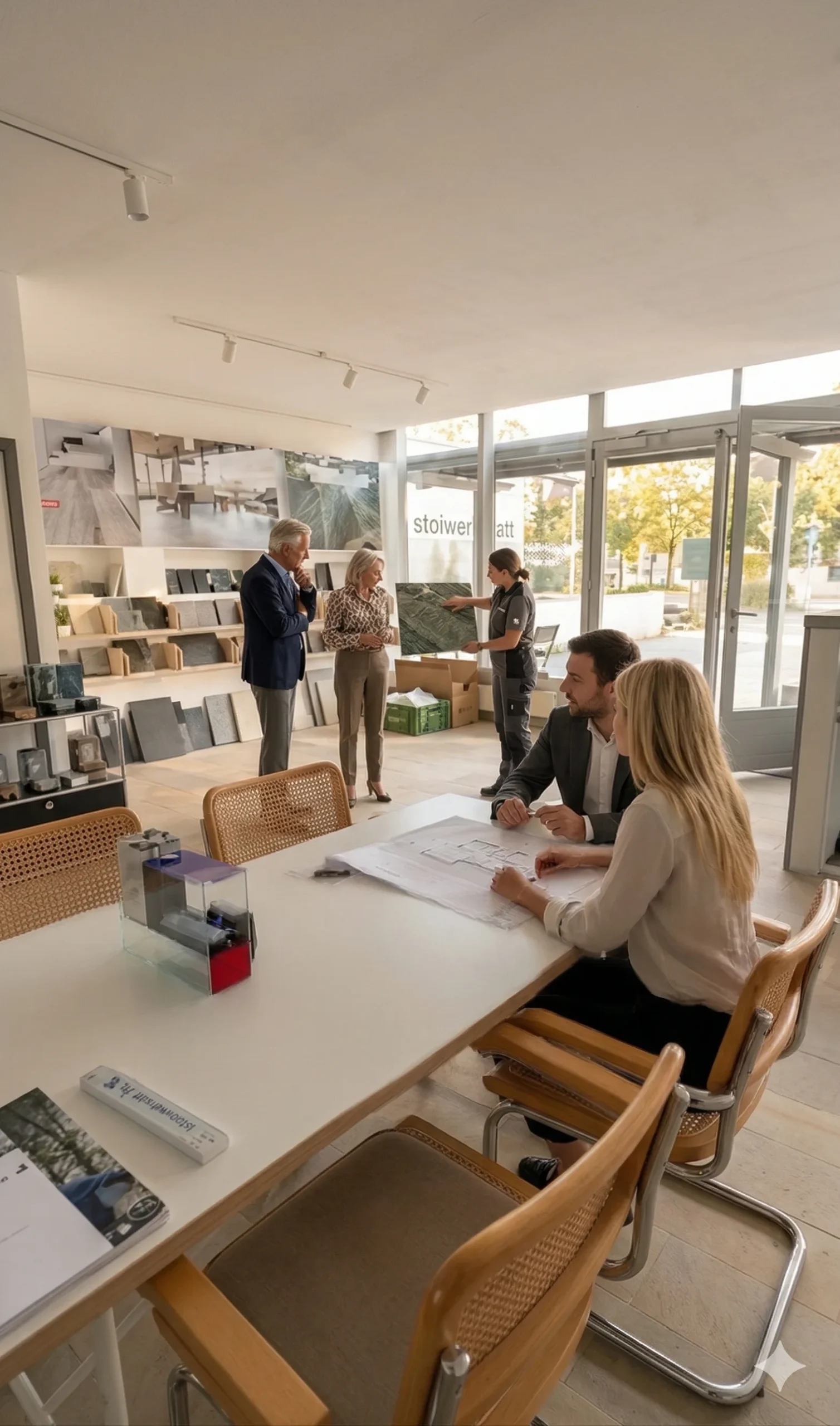 Beratungsgespräch im Ausstellungsraum von STOI