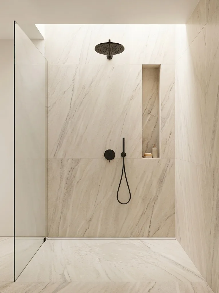 Visualisierung: Walk-in-Dusche aus Quarzit